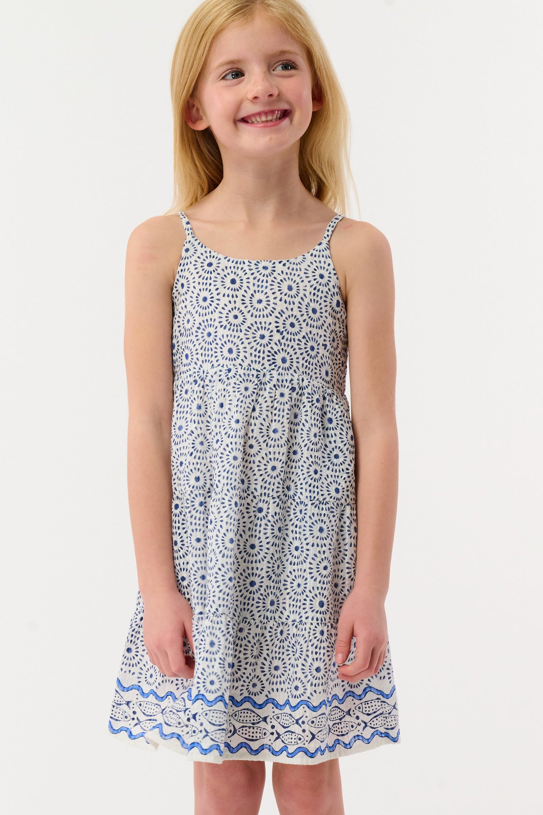 Kids Naolin Fish Border Britt Dress