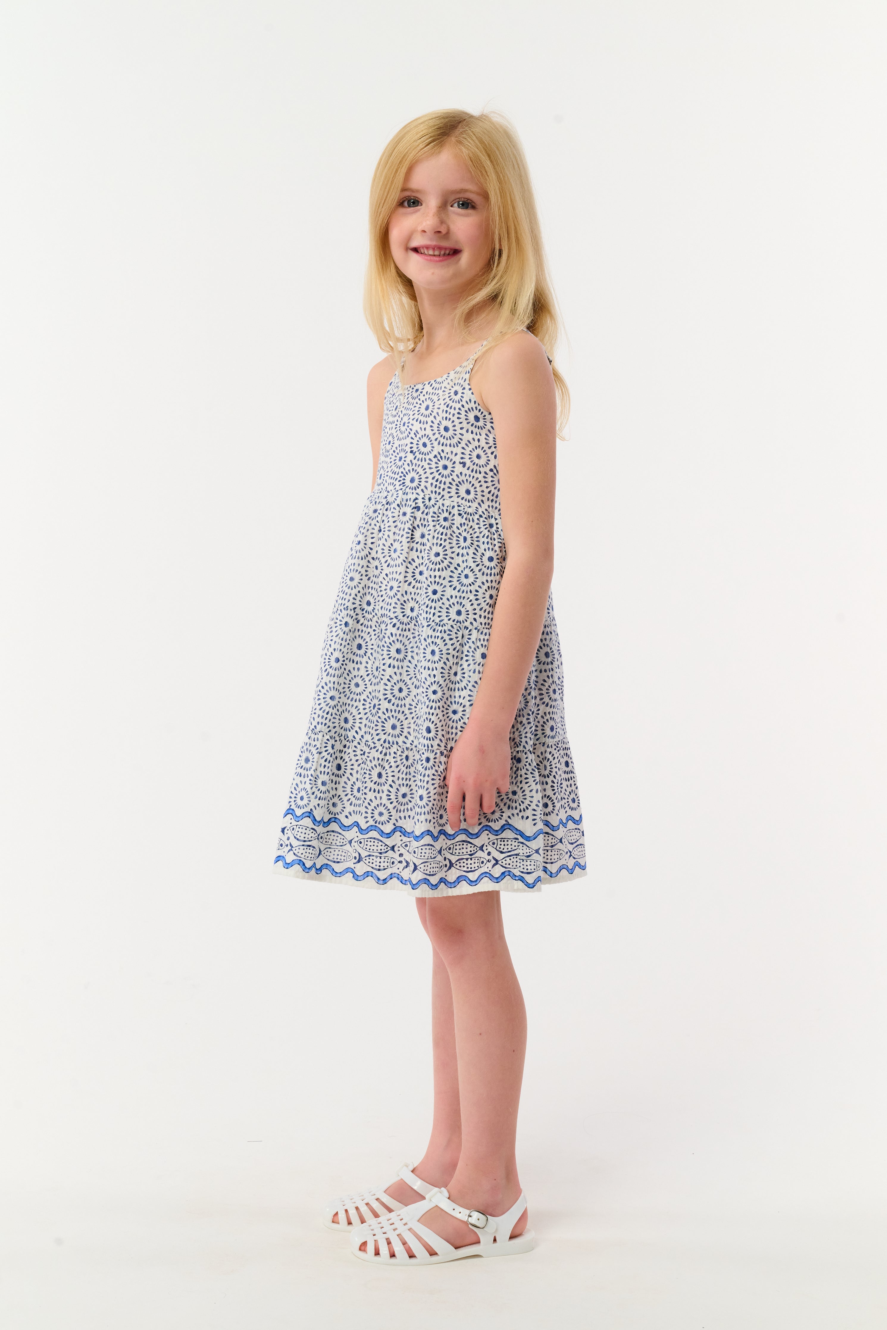 Kids Naolin Fish Border Britt Dress