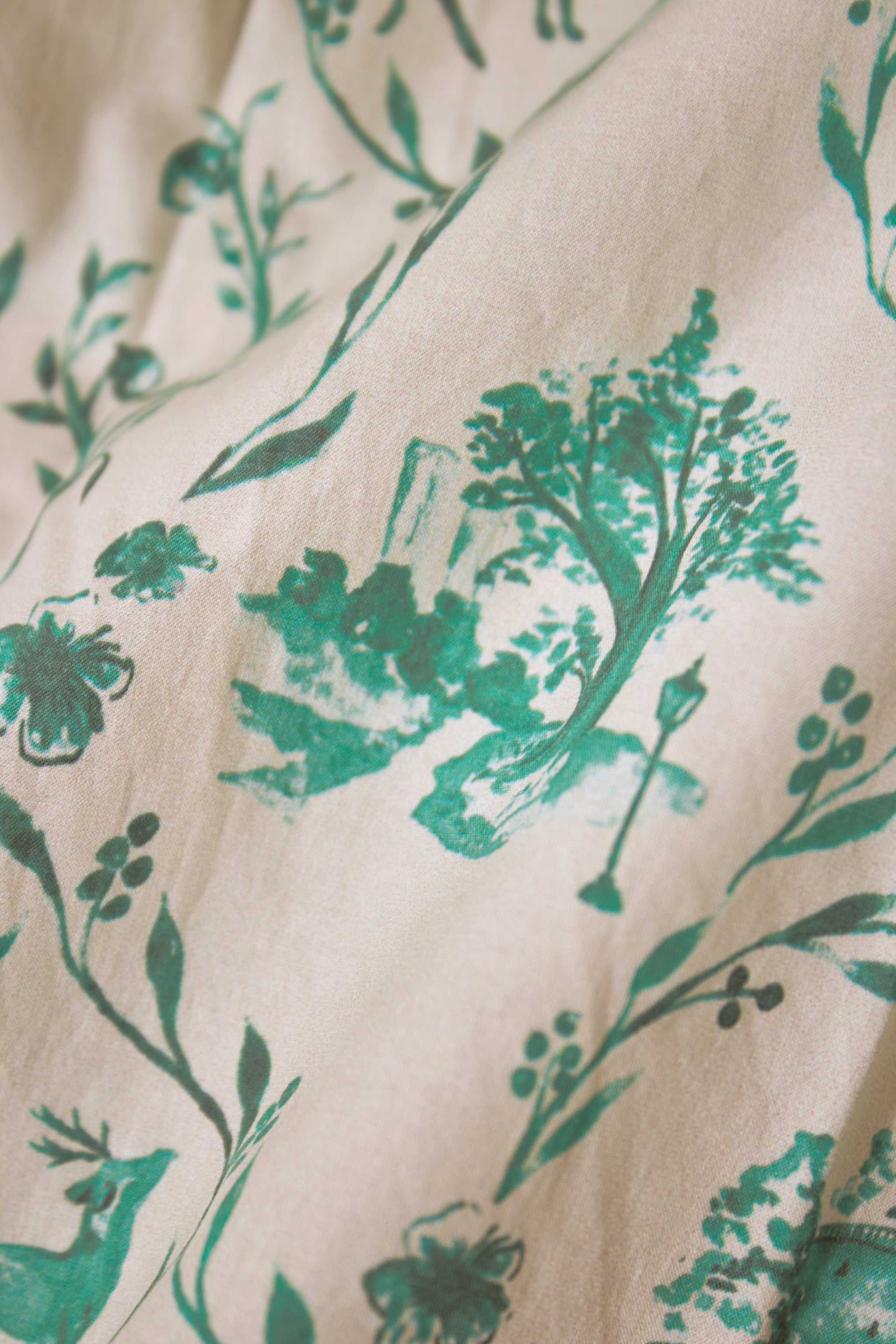 Woodland Toile Quilted Azure Mini Skirt