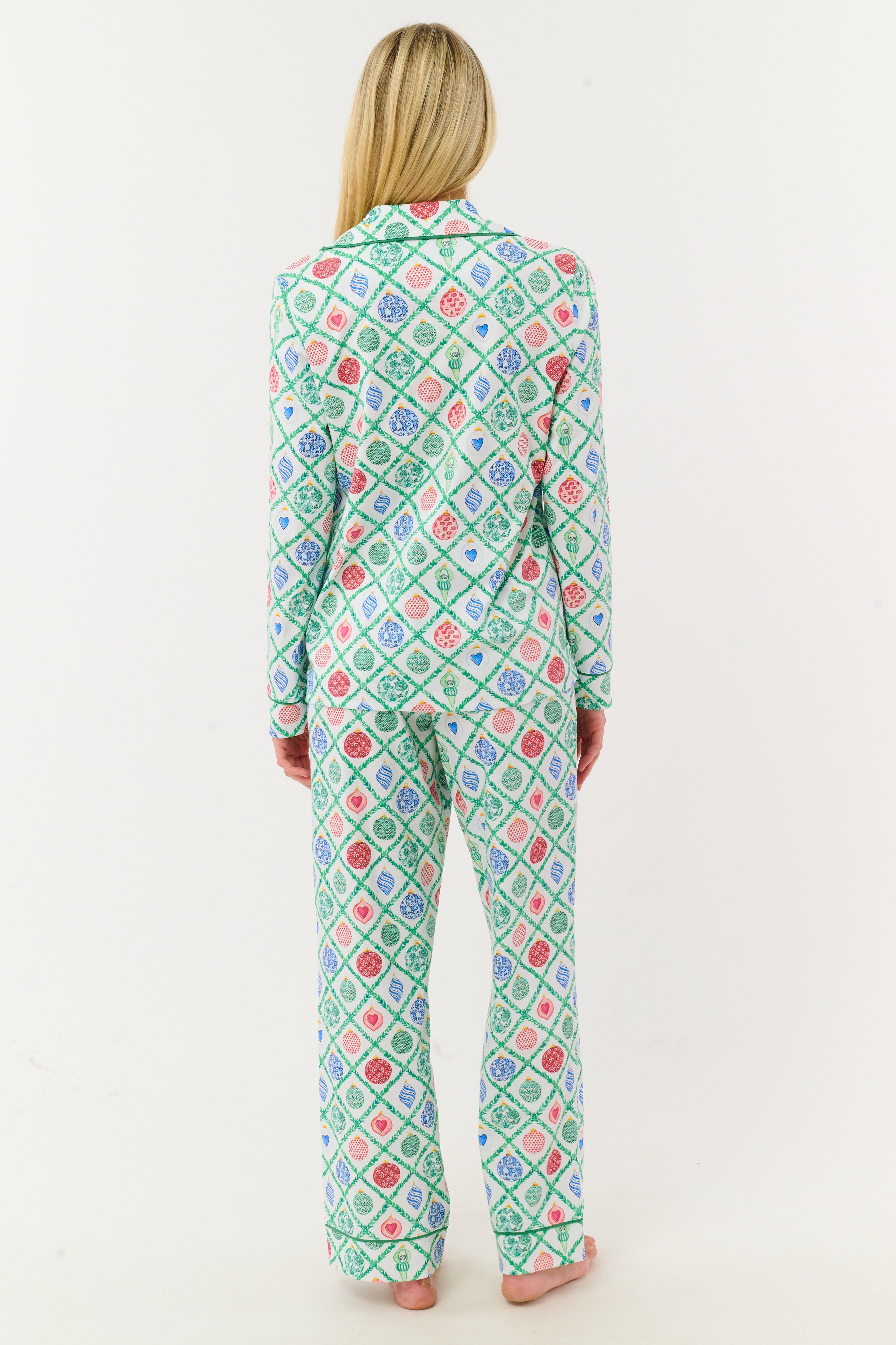 Ornament Trellis Long Sleeve Polo Pajamas